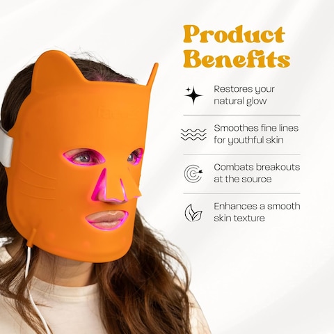 By C&eacute;leste Clarifying LED Mask, Red and Blue Light Therapy Mask For Face, Cute Cat Shape