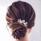 Unsutuo Bride Wedding Hair Pins Silver Crystal Bridal Hair Accessories Pearl Flower Hair Pieces for Women and Girls(Pack of 2) (Silver)