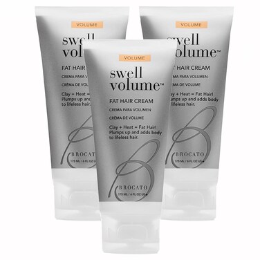 Brocato Swell Volume Hair Cream, 3 Pack, 6 Oz: Volumizing &amp; Thickening Cream for Men &amp; Women   Heat Activated Fat Hair Volumizer Cream Shapes &amp; Adds Thickness to Thin Hair   Clay Formulated
