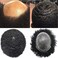 Afro Curl Toupee for Black Men Human Hair System Replacement African American Mens Hairpiece 10X8 All Injected Poly Skin Pu Kinky Curly Wigs for Men Afro Wavy 8mm #1B Off Black/Natural Black Color