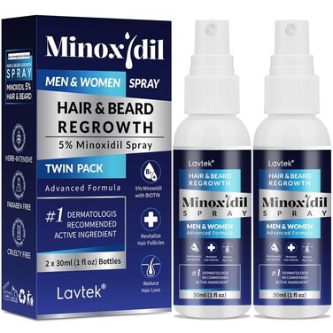 5% Minoxidil for Men Hair, Minoxidil for Women Hair Growth, Minoxidil Spray for Men and Women, Minoxidil 5 Percent Hair Regrowth Treatment 2PCS.