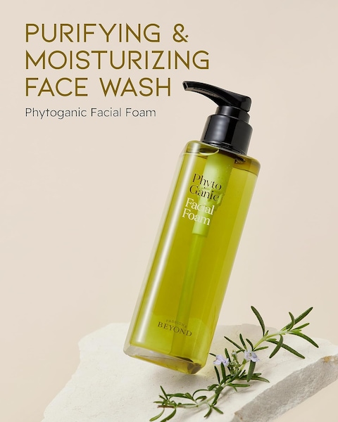 BEYOND Phytoganic Facial Cleansing Foam (6.8fl oz) - Vegan Formula Korean Skin Care. Moisturizing Gel-Type Facial Foam for Impurities &amp; Makeup Removal, lean Herbs, Phyto-Biome