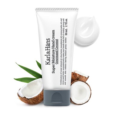 Karl&amp;Hans Super Moisturizing Coconut Vegan Hand Cream - Gourmand Coconut Scent with Shea Butter, Coconut Oil - Organic Daily Hand lotion for Dry Cracked Hands - 1.7 fl oz