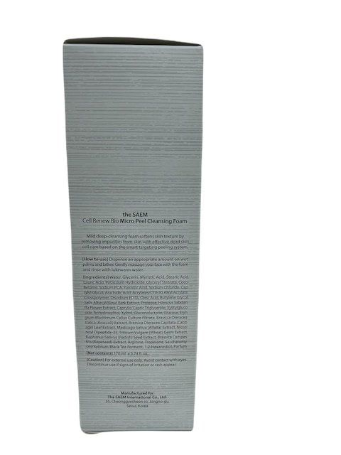 THESAEM Cell Renew Bio Micro Peel Cleansing Foam - PHA Enzyme Deep Exfoliating, Soothing &amp; Moisturizing Care, Rich Soft Face Peeling Foam, for All Skin Types, 5.75oz.