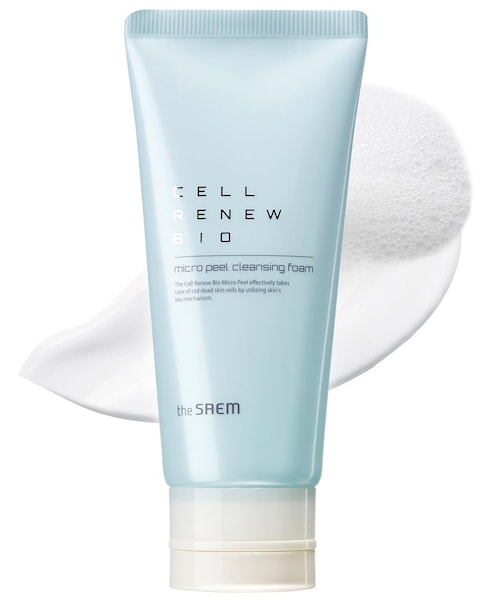 THESAEM Cell Renew Bio Micro Peel Cleansing Foam - PHA Enzyme Deep Exfoliating, Soothing &amp; Moisturizing Care, Rich Soft Face Peeling Foam, for All Skin Types, 5.75oz.