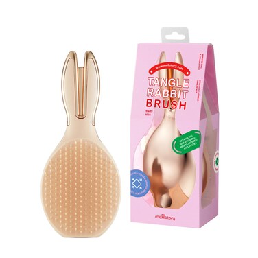 Tangle Rabbit Brush (Rose Gold-Hard Bristles), Gentle Touch Detangler for Wet &amp; Dry Hair. Scalp Massager Brush, Detangling Brush for Adults &amp; Kids