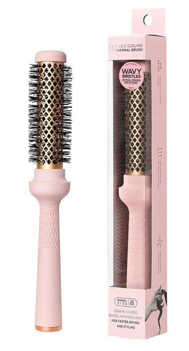 Wavy Thermal Brush(1 Inch), Cut Drying Time,Self-Standing Round Brush, Great Blowout, Ceramic Coated Barrel,Quick Styling Brush,Blowout Volume,Ionic Thermal Barrel,Volumizer,Styler