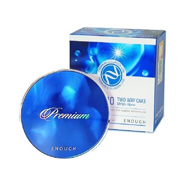 Enough Premium Ultra X10 Two Way Cake SPF50, Korean Makeup Setting Powder Foundation, Face Powder with Collagen, Tattoo Cover Up (#13 Light beige, 0.39 oz)