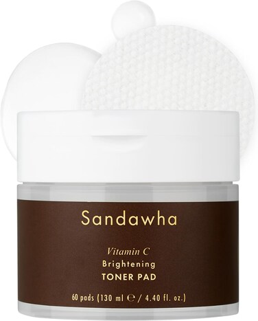 SKINCURE Sandawha Vitamin C Toner Pad - Vegan Korean Face Toner Pad - Radiant Glow &amp; Revitalizing with 2% Ascorbyl Glucoside and Niacinamide - Mild Exfoliating with AHA, PHA, 60 Pads
