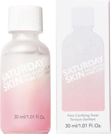 Saturday Skin Pore Clarifying Travel Sized Toner 10% Glycolic Acid&amp;AHA Deep Cleansing Astringent Facial Toner