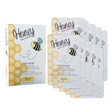 Honey Sheet Mask   Hayan K Beauty Skin Care Face Masks   Moisturizing, Soothing, Brightening, Refreshing Facial Mask - 10 Pieces