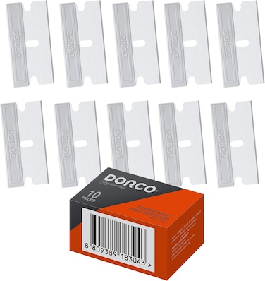 10 Pcs, DORCO Professional Quality Utility Single Edge Razor Blade - Sharp, Carbon Steel Dorco Razor Blade Single Edge w/Aluminum Handle, Single Edge Razor Blade Refills Replacement