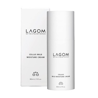 LAGOM Cellus Mild Moisture Cream Natural Moisturizer with D-panthenol, Green Tea Extract, Aqualicia, Hypoallergenic, Fragrance-Free, Refreshing Herbal Face Lotion for Sensitive Skin 2.71 Fl Oz
