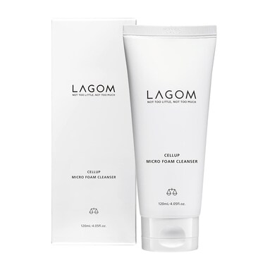 LAGOM Cellup Micro Deep Cleansing Foam, A hydrating facial cleanser with Aqualicia that gently removes makeup, impurities, whipped-cream-like micro-bubble All skin types 4.05 Fl Oz