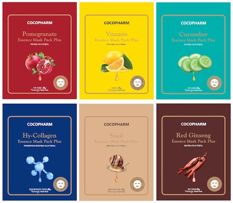 Essence Korean Face Mask Pack Plus, Hydrating Facial Skin Care Sheet Masks for Women, Collagen, Hyaluronic Acid, Snail Mucin, Travel Size Skincare Kit (Set of 6 pcs)