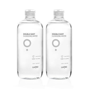 LUOKI Double Shot Cleansing Water 500ml (16.9 fl oz) - Hypoallergenic Deep Clean Micellar Cleansing Water and Makeup Remover&hellip; (33.8 Fl Oz(Pack of 2))