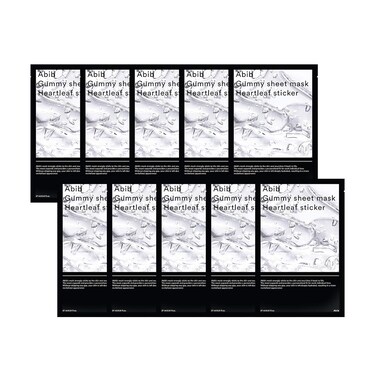 Abib Gummy Sheet Mask Heartleaf Sticker 10 Sheets I CICA Soothing for Sensitive and Dry Skin, Refreshing and Hydrating Korean Facial Mask