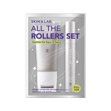 [SKIN&amp;LAB] Anti-aging Rollers Duo Set, includes Bakuchiol Eye and Retinol Lifting Roller, Korean Vegan Skincare Gift Set, Gift for women, Christmas skincare gift set