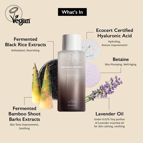 Haruharu Wonder Black Rice Hyaluronic Toner 10.1 fl.oz / 300ml   Face Moisturizer, Facial Toner for All Skin Types   Vegan, Cruelty Free, EWG-Green