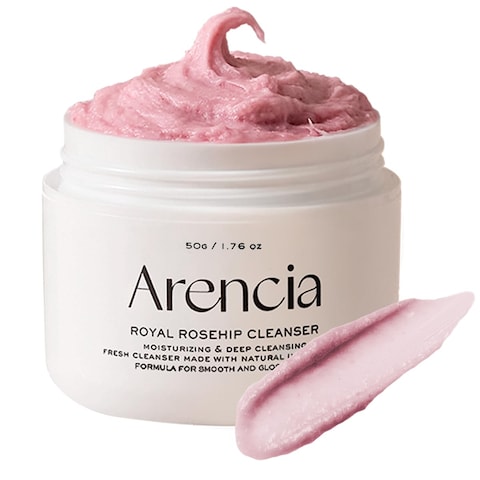 Rosehip Brightening Rice Mochi Face Cleanser &amp; Daily Scrub - Moisturizing, Exfoliating &amp; Deep-Cleansing - All Skin Types with Rice Powder &amp; Rice Water (1.76oz)