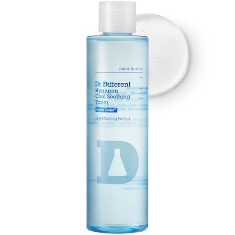 Dr. Different Hyaluron Cool Soothing Toner - Hydrating &amp; Cooling Facial Toner for Sensitive Skin with Hyaluronic Acid - Soothe and Moisturize Dry and Irritated Skin, 10.1 fl.oz.