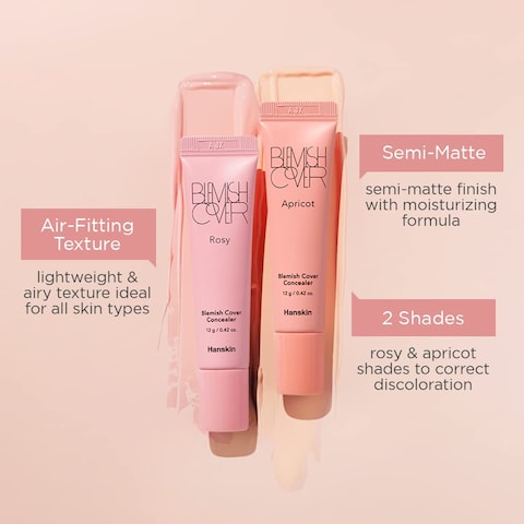 Hanskin Rosy Blemish Cover, Full Coverage Color Correcting Concealer for Under Eye Dark Circles, Korean Makeup [Rosy/12g]