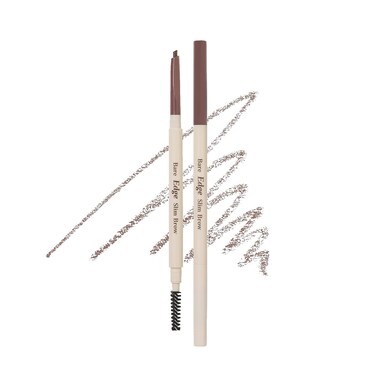 ETUDE Bare Edge Brow Pencil - Natural Brown   A hexagon-shaped slim brush that delicately coats every strand of eyelashes   Brow Mascara   Zero Clump &amp; No Bushy Brows, Korean Makeup, Perfect for Gift