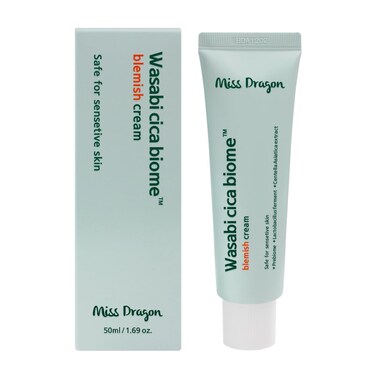 MissDragon Wasabi Cica Biome Blemish Cream (1.69 fl.oz.) &ndash; Vegan Korean Skincare, Soothing Deep Moisturizing Ectoin Cream for Teenagers and Oily Skin