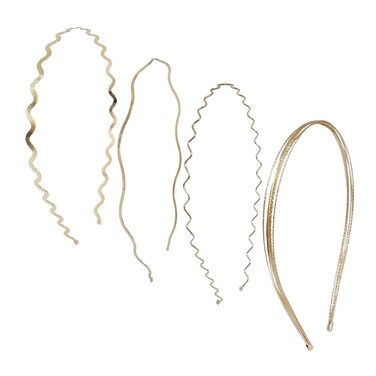 4 Pcs Gold Metal Headbands for Women Thin Hair Hoop Simple wavy Sparkly Shiny Hair Bands Glitter Fashion Non-slip Hair Accessories for Girl l(gset 03)