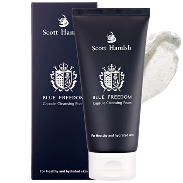 Blue Freedom Capsule Cleansing Foam - Exfoliating Face Scrub &amp; Gentle Face Cleanser for Men - Moisturizing Face Wash with Cica for Pore Tightening, Restoring Vitality, 5.07 fl.oz.