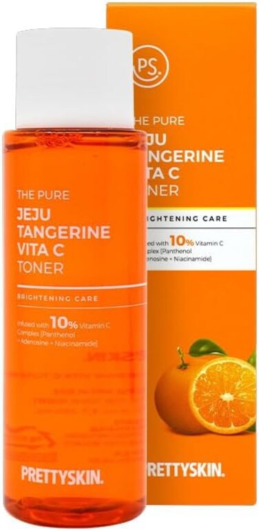PS.PRETTYSKIN Jeju Tangerine Vitamin C Toner for face 250ml(8.45 fl.oz.)   Soothing, Oil-Moisture Balance, Vitality with Panthenol + Adenosine + Niacinamide, Korean Skincare
