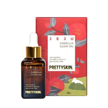 PS.PRETTYSKIN Jeju Camellia Glow Oil for Face 0.84fl.oz.(25ml) Camellia Japonica Seed Oil 15%, Non-Sticky, Anti-Blemish calming &amp; healthy Balancing Care