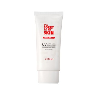 I'M SORRY FOR MY SKIN Lacto Aqua Sun Cream SPF50, Korean Skincare Moisturizing Sunscreen for Face &amp; Body, Light Texture, Does Not Leave White Marks, Suitable for Black Girls, Travel Size 1.69 fl oz