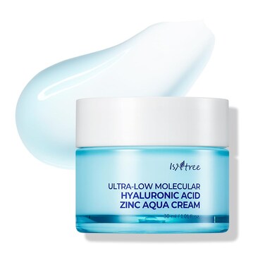 IsNtree Ultra-Low Molecular Hyaluronic Acid Zinc Aqua Cream 30ml, 0.68 fl oz   Korean Skincare   Hyaluronic Acid   Pore Care   Cooling Effect   Hydrating Face Moisturizer
