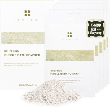 Relief Mud Bubble Bath Powder (Pack of 6, 1.76 oz)   Hypoallergenic Mud Powder Bubble Bath w/ 98% Nature-Derived Ingredients   Moisturizing &amp; Foaming Bubble Bath Oil Control for All Skin Types