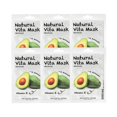 Too Cool For School Natural Vita Mask, 6 Pack, Moisture, Vitamin E, Avocado, 0.77 fl. oz. each