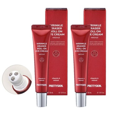 Roll On Eye Cream 30ml/1.01fl.oz. with Vitamin A and Stainless Steel ball Tip for Wrinkle Eraser and Elasticity (Retinol x 2CT)