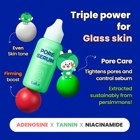Lab.it_PORE SERUM_50ml Pore Minimizing &amp; Tightening, Dark Spot Corrector with Tannin &amp; Niacinamide, Firming &amp; Hydrating, Korean Skincare, Non-Comedogenic Formula, Dermacosmetics (50ml, 1.69 fl. oz.)