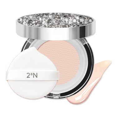 2aN Gleaming Tension Cushion Foundation Pact 0.45 oz, Korean Cushion Foundation Makeup, Lightweight &amp; Buildable Coverage with Ceramides and Centella Asiatica (#17 Pure Ivory, 0.45 oz)