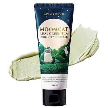 Mooncat Real Green Tea Pore Deep Cleanser 100ml(3.38oz) ㅣ clay pack to foram, blackhead, face wash, for dry skin, korean skincare