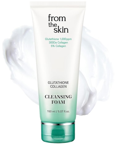 Glutathione Collagen Cleansing Foam - Korean Face Wash, Gentle Facial Cleanser Pore-Clarifying Detox, Hydrates and Revitalizes, For Oily &amp; Dry Skin, Skin-Irritation Formula, 5.3oz.
