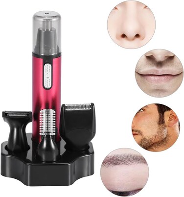 HURRISE Unisex Nose Hair Trimmer, 4-in-1, All-Around Clean Shave, Easy to Use, Portable Size