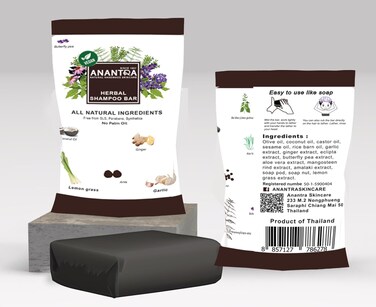 Anantra Herbal Shampoo Bar Revitalize Hair and Body with Zero-Waste Eco-Friendly Shampoo Bar, Infused with Natural Herbs for Anti-Hair Loss, Anti-Dandruff, Anti-Itching Peppermint-Citronella essential