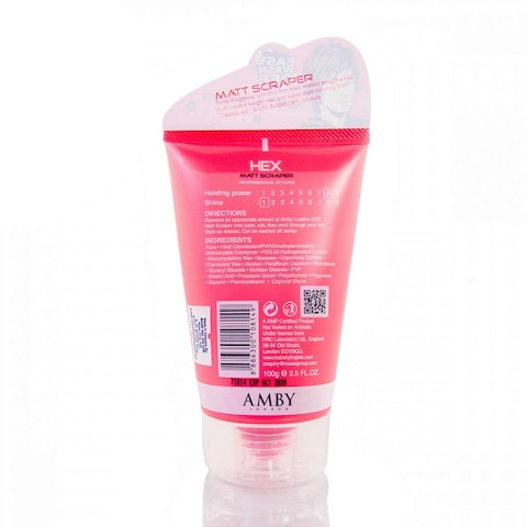HEX Amby Hair Wax for Men Hair Styling Wax Matt Scraper 3.5oz (100g) with Strong Lasting Hold, Matte Non-Greasy Dry Finish for Modern Hairstyles, Natural Pliable Moldable Texture Paste