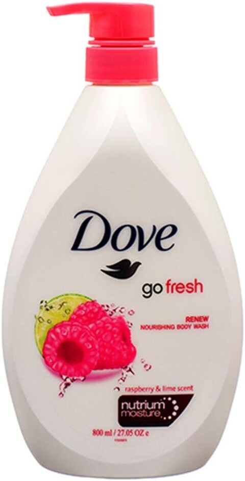 Dove, Body Wash, Go Fresh, Renew Raspberry &amp; Lime W/Pump - 800 ML