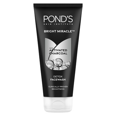 POND'S Pure Detox Face Wash 200 g, Daily Exfoliating &amp; Brightening Cleanser, Deep Cleans Oily Skin - With Activated Charcoal for Fresh, Glowing Skin