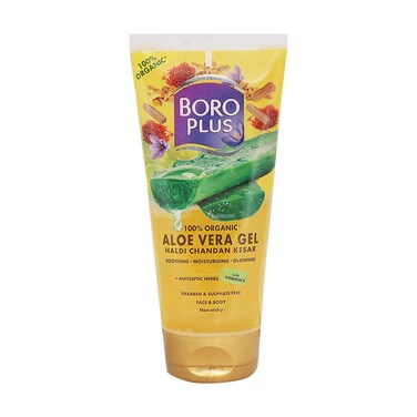 Aloe Vera Gel   Moisturizing Gel with Haldi, Chandan &amp; Kesar   Non-Sticky Facial Gel   Removes Pimples &amp; Dark Spots   Provides Radiant &amp; Glowing Skin   5.07 Oz/150ml