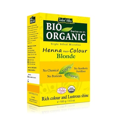 Indus Valley Bio Organic Natural Henna Hair Color For Women Blonde 100gm  100% Gray Hair Coverage And Long Lasting Hair Dye   Vegan and Cruelty-Free I Herbal Hair Color for All Hair Types