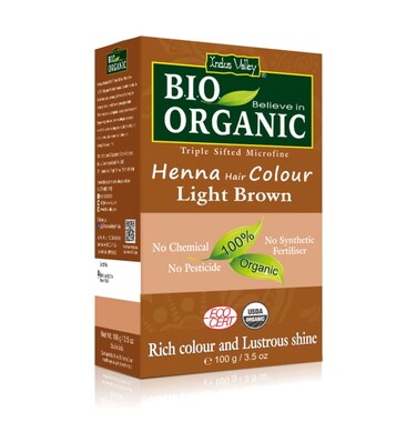 Indus Valley Bio Organic Natural Henna Hair Color Light Brown 100gm  100% Gray Hair Coverage And Long Lasting Hair Dye   Vegan and Cruelty-Free