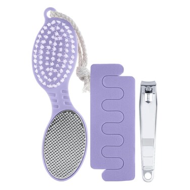 Nykaa Naturals Foot Care Kit - 4 in 1 Foot Pedicure Tool - Cushioned Toe Separator - Nail Clipper for Trimming Nails - Feet Scrubber - Lavender - 3 pc